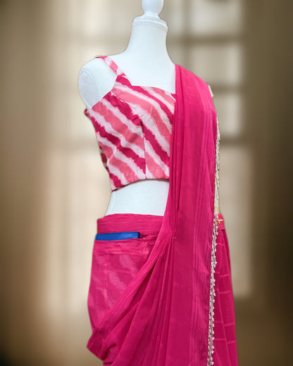 Fuchsia-Fever Ready-to-wear Saree with Blouse