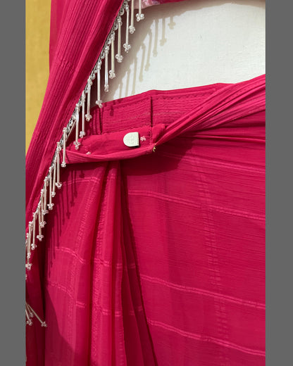 Fuchsia-Fever Ready-to-wear Saree with Blouse