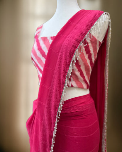 Fuchsia-Fever Ready-to-wear Saree with Blouse