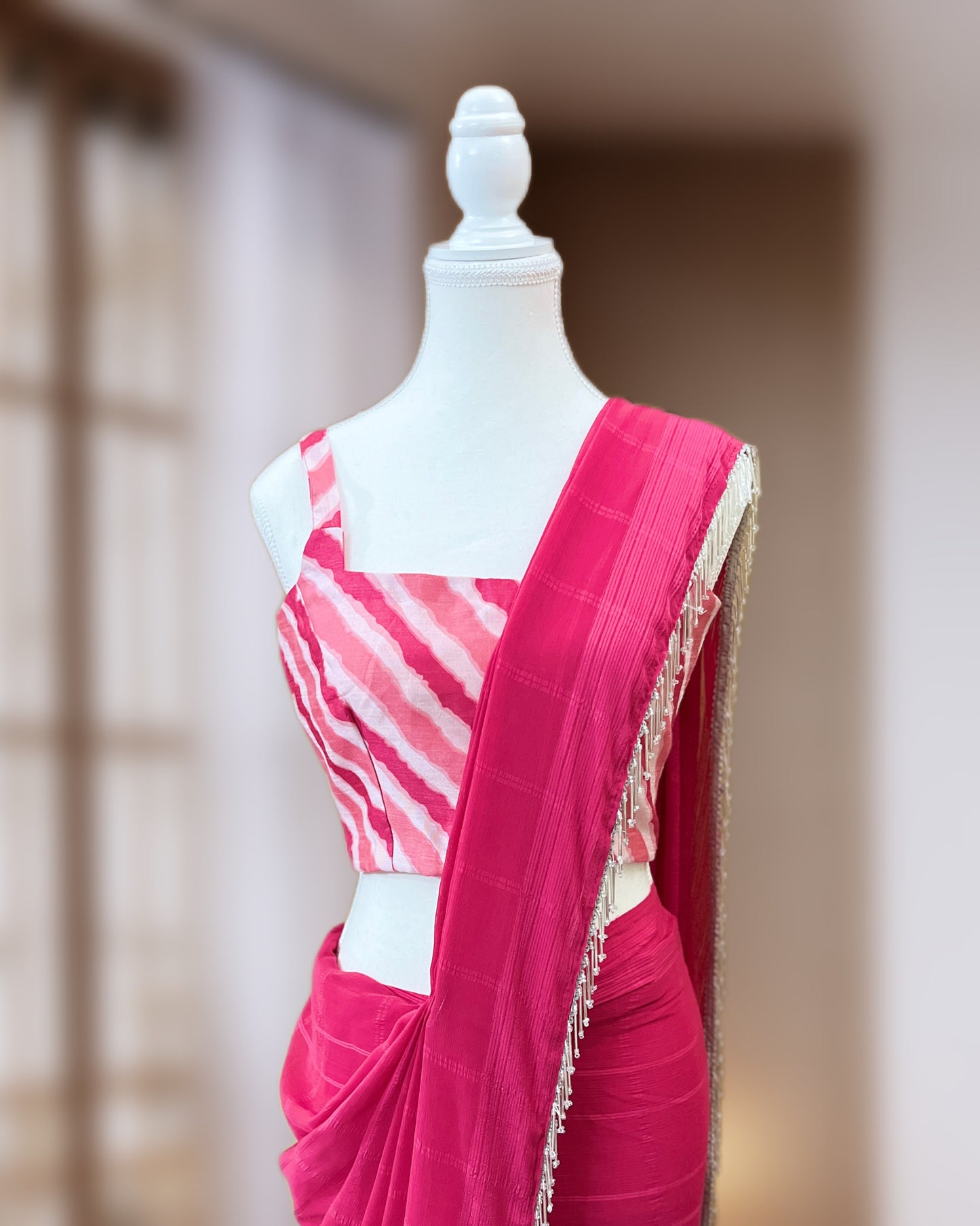 Fuchsia-Fever Ready-to-wear Saree with Blouse