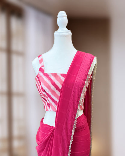 Fuchsia-Fever Ready-to-wear Saree with Blouse