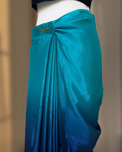 Ombre Blue Ready-to-wear Saree with Blouse